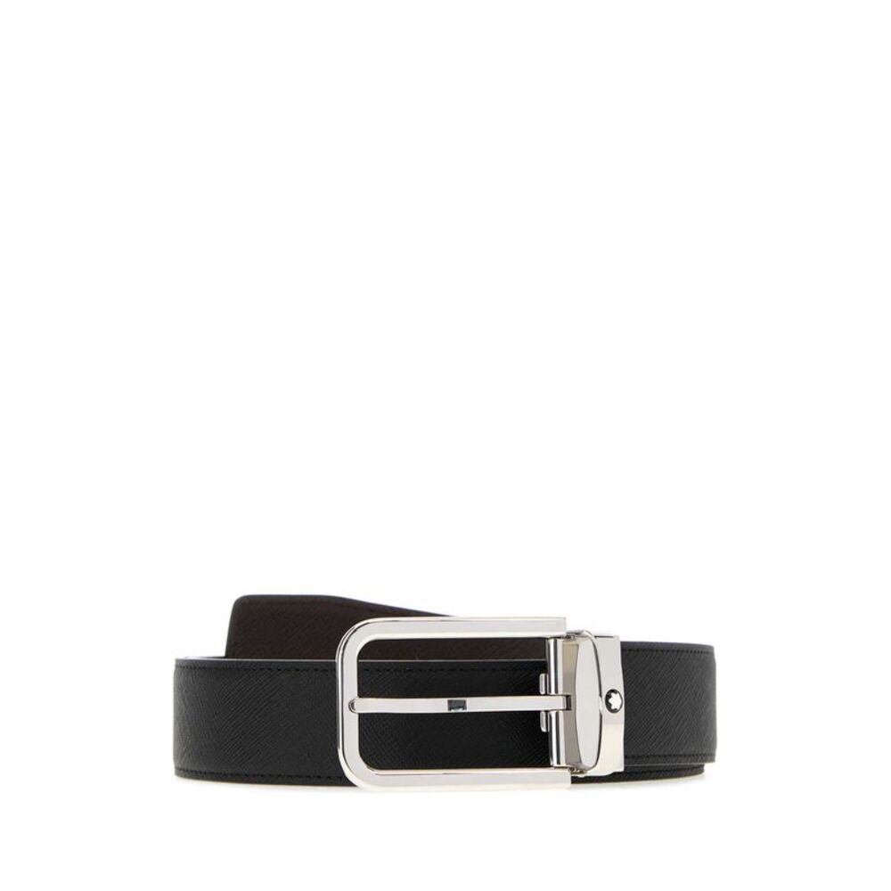 Montblanc Men Black Leather Reversible Belt